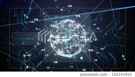 Image of data processing and globe with connections 116143503