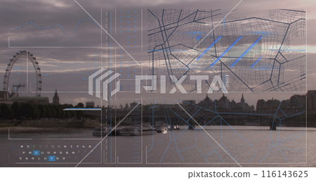 Image of data processing over london cityscape 116143625