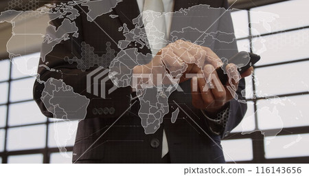 The global data processing network in action, with data being transmitted and processed across the w The global data processing network in action, with data being transmitted and processed across the w 116143656