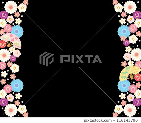 Background material - Flowers, cherry blossoms and fans 2024-7 Tech 116143790