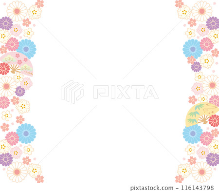 Background material-Flowers, cherry blossoms and fans 2024-9 vector 116143798