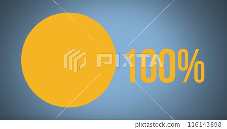 Image of pie char and percent data processing over blue background 116143898