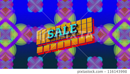 Image of sale text on squares over abstract pattern over blue background Image of sale text on squares over abstract pattern over blue background 116143998