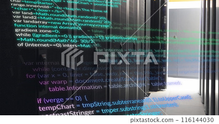 Image of data processing against computer server room Image of data processing against computer server room 116144030