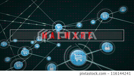 Network icons and lines connecting on digital background 116144241