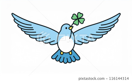 Happy blue bird and four leaf clover 116144314