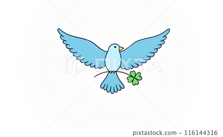 Happy blue bird and four leaf clover 116144316
