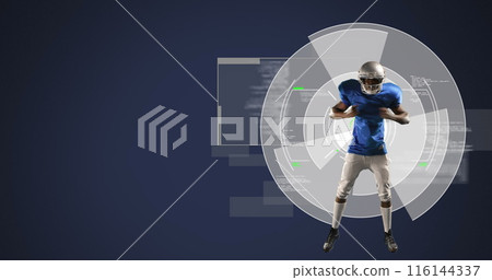Image of scopes scanning and data processing with american football player 116144337