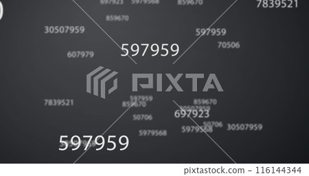 Image of numbers changing over grey background Image of numbers changing over grey background 116144344