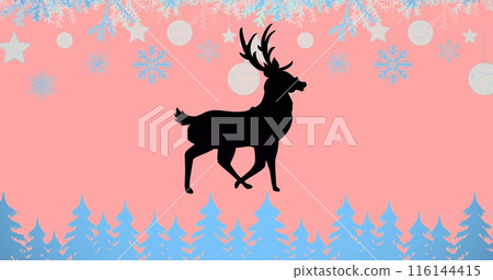 Image of reindeer over snow falling 116144415