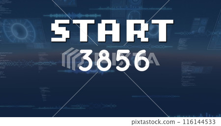 Image of start text over data processing on dark background 116144533