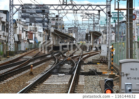 從鐵路道口看阪急電鐵莊內站 116144632