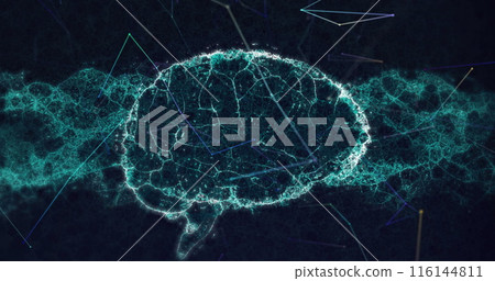 Image of data processing and brain on black background Image of data processing and brain on black background 116144811