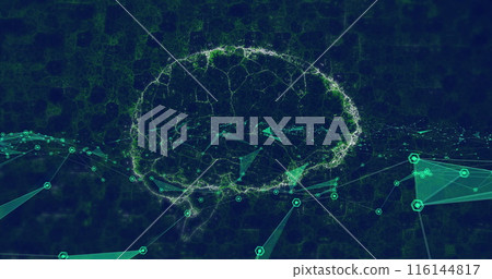 Image of data processing and brain on black background Image of data processing and brain on black background 116144817