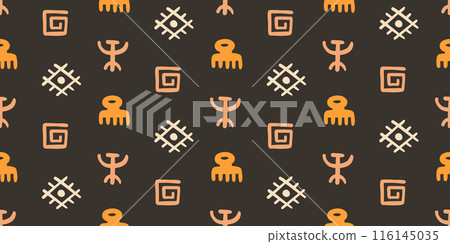 African ethnic seamless pattern. Tribal background African ethnic seamless pattern. Tribal background 116145035