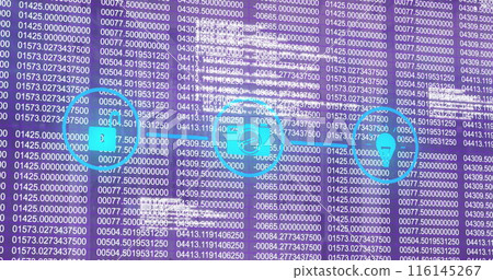 Image of data processing over icons 116145267