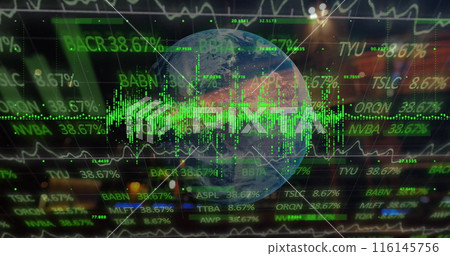 Image of data processing over globe Image of data processing over globe 116145756
