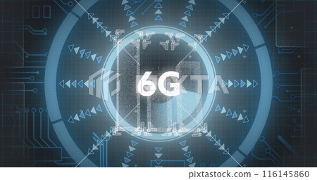 Image of 6g and data processing on digital screen 116145860