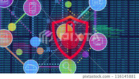 This image showcases a network of connections made up of digital icons This image showcases a network of connections made up of digital icons 116145881