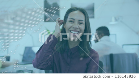 Image of data processing and data processing over diverse business people 116145926