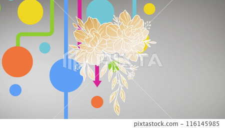 Image of flowers icons over shapes Image of flowers icons over shapes 116145985