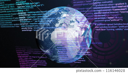 Image of computer data processing over globe Image of computer data processing over globe 116146028