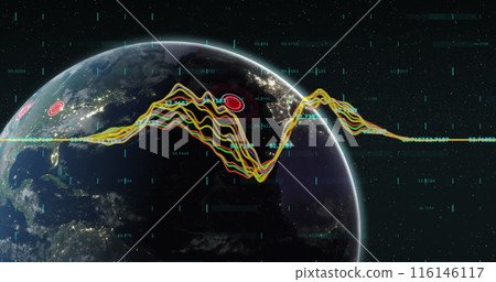 Image of financial data processing over globe 116146117