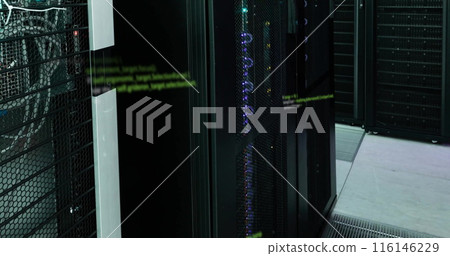 Image of computer programming language over data server room Image of computer programming language over data server room 116146229