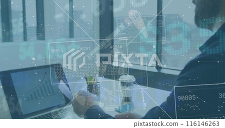 Image of financial data processing over businessman Image of financial data processing over businessman 116146263