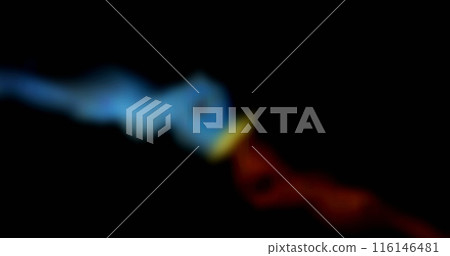 Digital image of changing face emojis against abstract shapes on black background 116146481