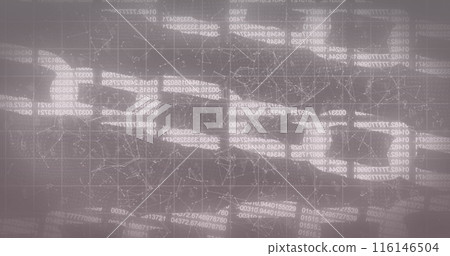 Image of shapes and chains over data processing Image of shapes and chains over data processing 116146504