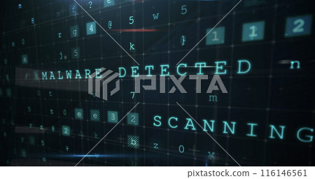 Image of cyber attack warning over server room Image of cyber attack warning over server room 116146561