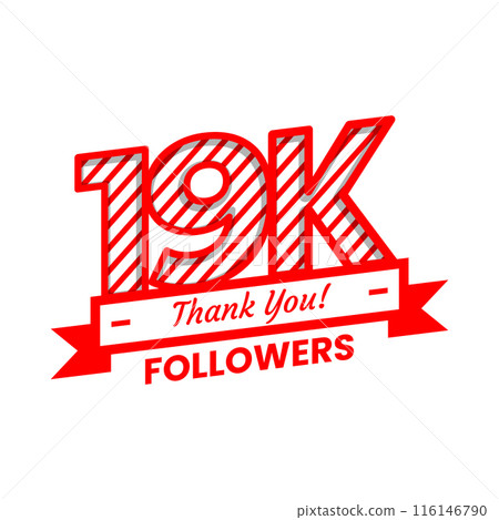 Thank You 19k Followers Banner with red and white color Decorative Elements Thank You 19k Followers Banner with red and white color Decorative Elements 116146790