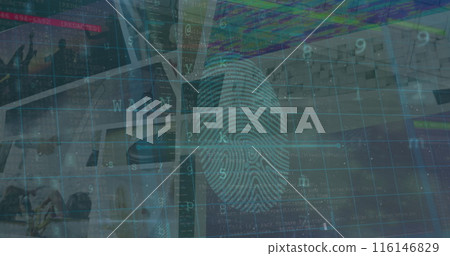 Image of data processing over blue background Image of data processing over blue background 116146829