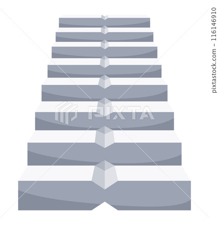 Game castle stairs in cartoon style. Medieval ancient ladder flights without railings, marble step treads or rock risers. Vector staircase isolated on white background 116146910