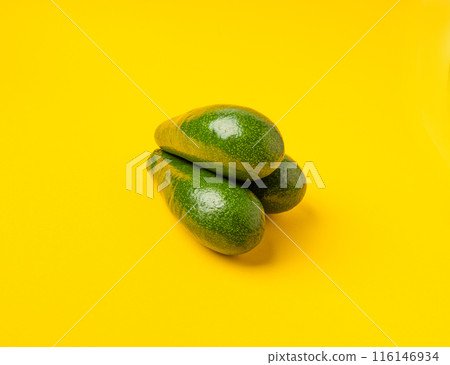Avocado Isolated, Whole Avokado, Green Avocados Slice, Fresh Alligator Pear, Long Avocado Fruit 116146934