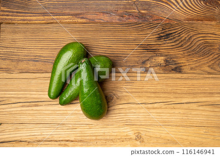 Avocado Isolated, Whole Avokado, Green Avocados Slice, Fresh Alligator Pear, Long Avocado Fruit 116146941