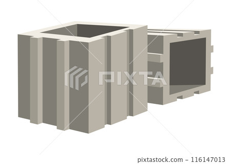 Building material. Concrete blocks. Cartoon supplies for buildings works. Construction concept. Illustration can be used for construction sites or illustrate renovation works 116147013