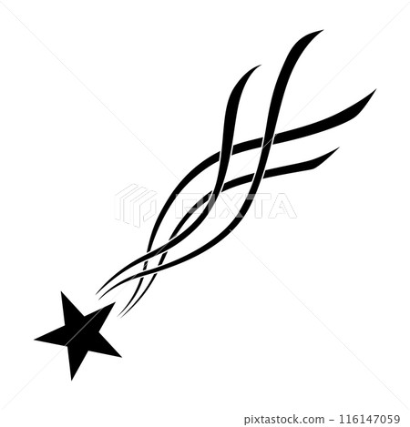 Shooting star icon. Falling meteorite or comet. Comet tail or star trail vector illustration isolated on white background 116147059