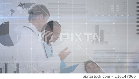 Image of data processing over doctors and patient 116147060