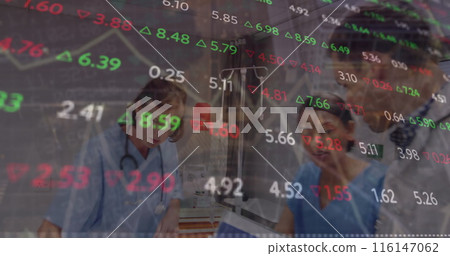 Image of financial data processing over businessman using smartphone Image of financial data processing over businessman using smartphone 116147062