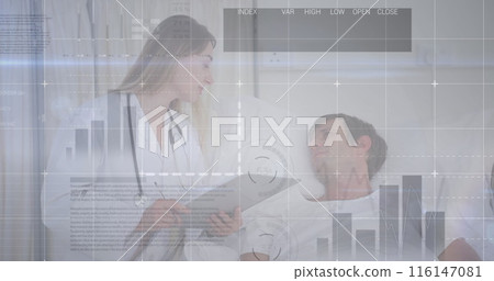 Image of data processing over doctor and patient 116147081