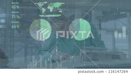 Image of data processing over caucasian businesswoman Image of data processing over caucasian businesswoman 116147264