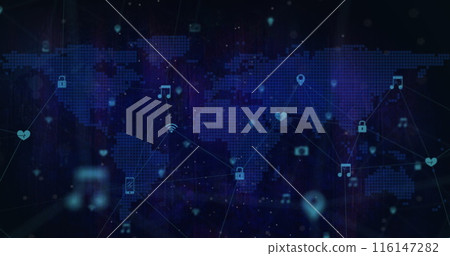 Image of image of globe over data processing 116147282