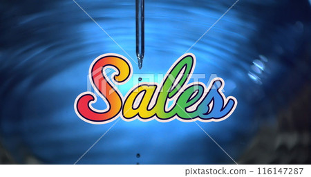Image of sales text over water drop Image of sales text over water drop 116147287