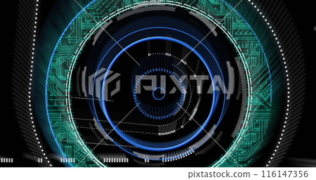 Radiance screen with futuristic statistics against a green screen Radiance screen with futuristic statistics against a green screen 116147356