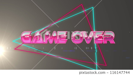 Image of game over text and shapes over light spots on black background 116147744