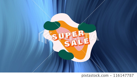 Image of super sale text banner against abstract textured purple gradient background 116147787