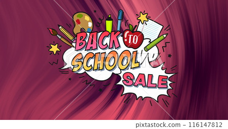 Sale discount and retail business concept image of glowing pink digital light wave moving on transparent background 116147812