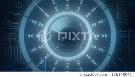 Image of data processing and scope scanning on black background 116148045